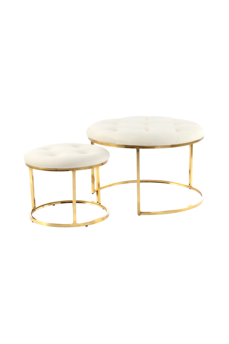 Hocker Myla 100-IN 2er-Set Elfenbein / Gold