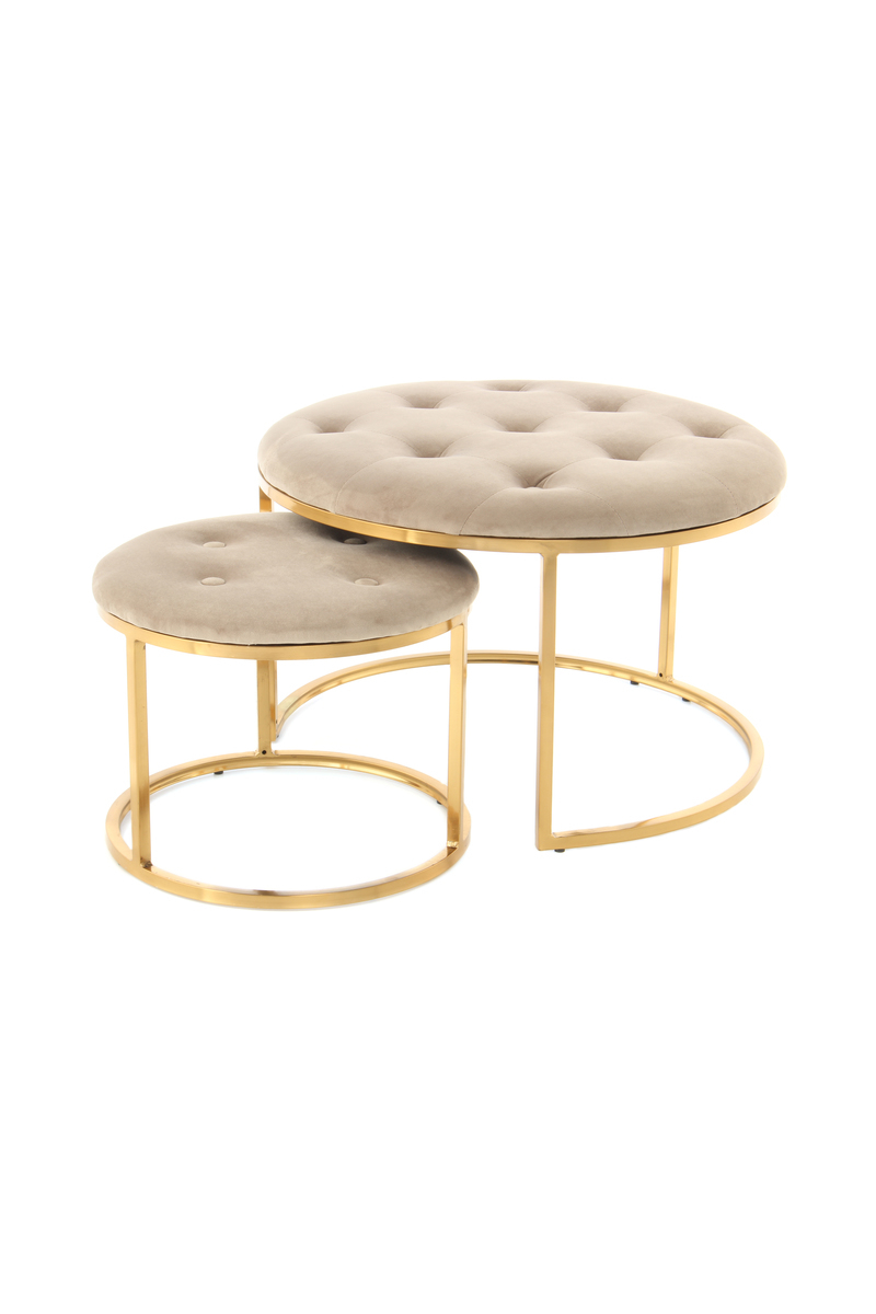 Hocker Myla 100-IN 2er-Set Taupe / Gold
